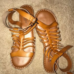 Brown gladiator sandals, strapy, American eagle